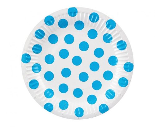 Colour Sky Blue Polka Dot Polka Dot Paper Plate 6 pcs 18 cm