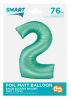 Number Mint Mat Mint-colored number 2 foil balloon 76 cm