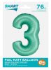 Number Mint Mat Mint number 3 foil balloon 76 cm