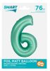 Number Mint Mat Mint green number 6 foil balloon 76 cm