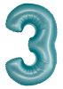 Number Light Blue Mat Blue Number 3 Foil Balloon 76 cm