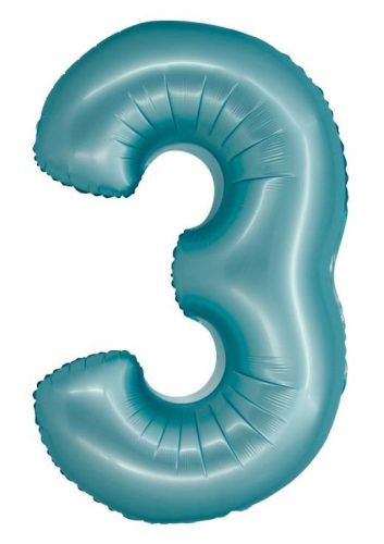 Number Light Blue Mat Blue Number 3 Foil Balloon 76 cm