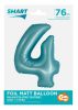 Number Light Blue Mat Blue number 4 foil balloon 76 cm