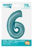 Number Light Blue Mat Blue Number 6 Foil Balloon 76 cm