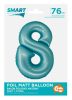 Number Light Blue Mat Blue number 8 foil balloon 76 cm