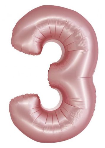 Number Light Pink Mat Pink Number 3 Foil Balloon 76 cm