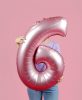 Number Light Pink Mat Pink Number 6 Foil Balloon 76 cm