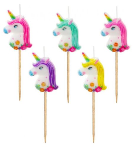 Unicorn Multicolour set of 5 cake candles