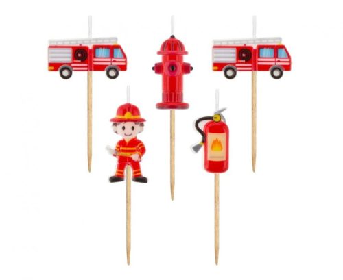 Fireman Red fire fighter, decorative candle set of 5