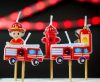 Fireman Red fire fighter, decorative candle set of 5