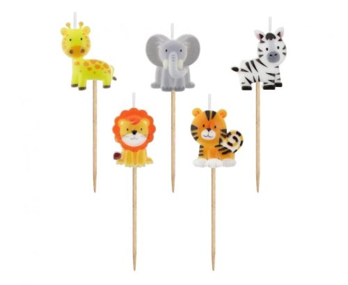 Animals Safari birthday candle, candle set 5 pieces