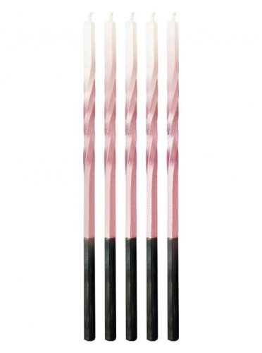 Colour Ombre Pink-White Birthday Candle Set, 5 pieces