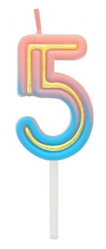 Number Neon Colorful number 5 candle, cake candle