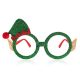 Christmas Green i glasses with little elf hat on top