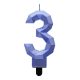 Number Diamond Metallic Blue Number 3 Candle, Cake Candle