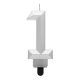 Number Diamond Metallic Silver number 1 candle, birthday candle