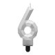 Number Diamond Metallic Silver number 6 birthday candle, cake candle