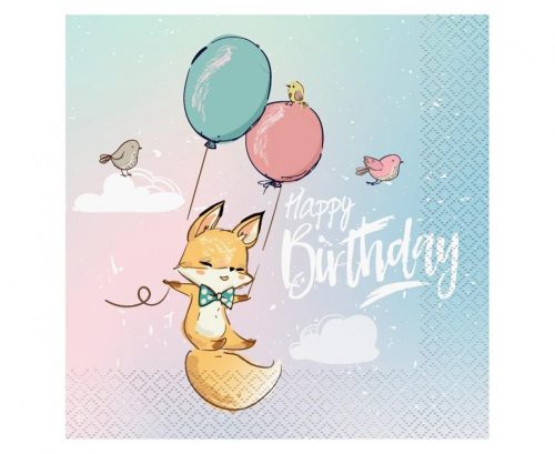 Happy Birthday Fox Happy Birthday Napkin 20 pcs 33x33 cm