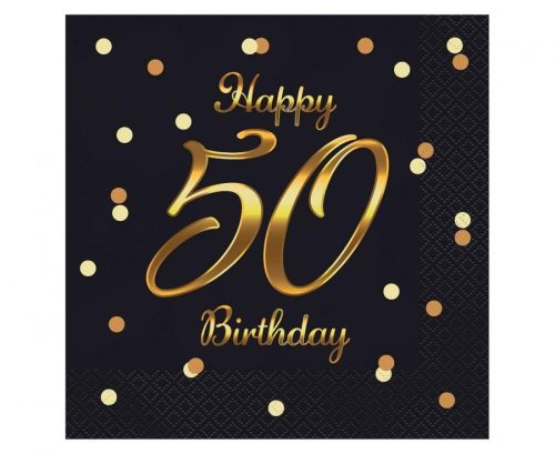 Happy Birthday B&C Gold Happy Birthday 50 Napkin 20 pcs 33x33 cm