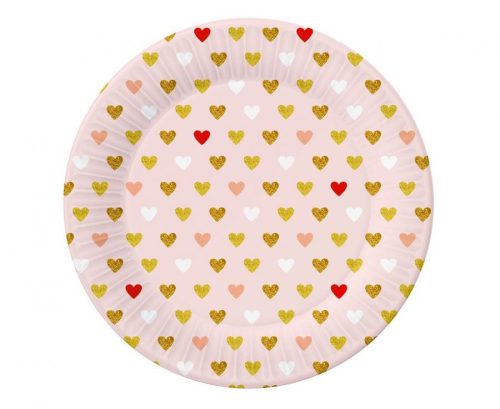 Love XOXO Pink paper plate 6 pcs 18 cm