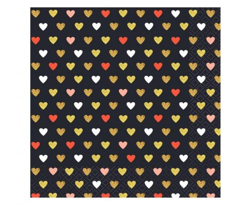 Love XOXO Black napkin 20 pcs 33x33 cm