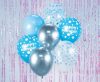 Colour Happy Birthday Silver-Blue, Silver-Blue balloon set of 7 pcs 30cm (12 inch)