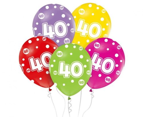 Happy Birthday Dots Happy Birthday 40 balloons, 5 pcs 12 inch (30cm)