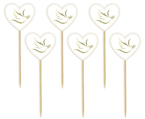 Love Dove Heart Decorative Stick Set of 6