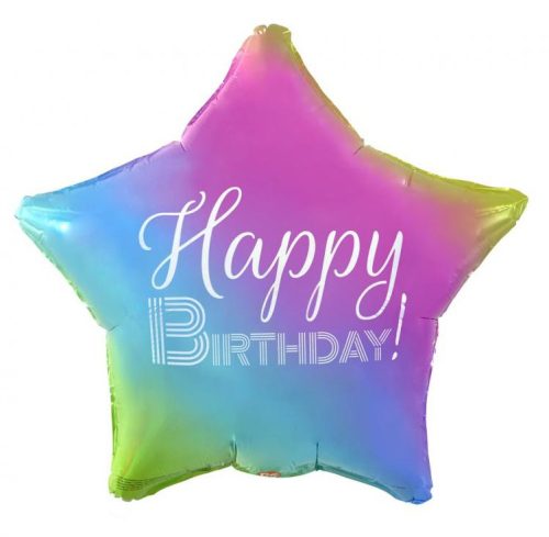 Happy Birthday Rainbow  Rainbow Happy Birthday star foil balloon 44 cm