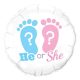 Baby He or She Boy or Girl foil balloon 46 cm