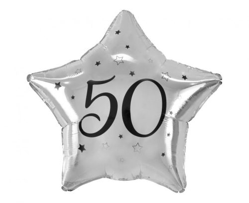 Happy Birthday Happy Birthday Silver, Silver Star 50 Foil Balloon 44 cm