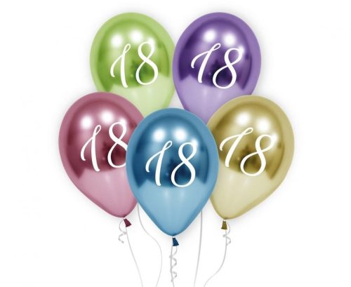 Happy Birthday Platinum  Platinum Happy Birthday 18 balloon, 5 pieces 12 inch (30cm)