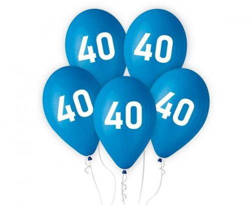 Happy Birthday Blue Blue Happy Birthday 40 Balloon, 5 pcs 12 inch (30cm)