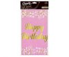 Happy Birthday B&C Light Pink Pink Happy Birthday foil tablecloth 137x183 cm