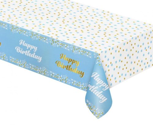 Happy Birthday B&C Light Blue Blue Happy Birthday foil tablecloth 137x183 cm