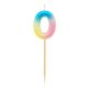 Number Pastel Ombre Colorful number 0 candle, birthday candle