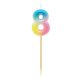 Number Pastel Ombre Colorful number 8 candle, cake candle