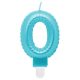 Number Pearly Light Blue 0 Candle, Birthday Candle