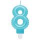 Number Pearly Light Blue number 8 birthday candle