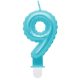 Number Pearly Light Blue number 9 birthday candle