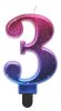 Number Night Sky Metallic Colorful number 3 birthday candle