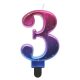 Number Night Sky Metallic Colorful number 3 birthday candle