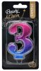 Number Night Sky Metallic Colorful number 3 birthday candle