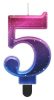 Number Night Sky Metallic Colorful number 5 candle, cake candle