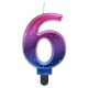 Number Night Sky Metallic Colored number 6 candle, birthday candle