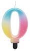 Number Pastel Ombre Colorful Number 0 Candle, Birthday Candle