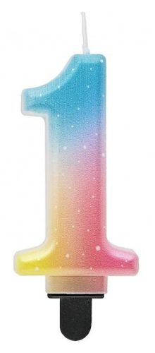 Number Pastel Ombre Colorful number 1 candle, cake candle