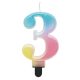 Number Pastel Ombre Colorful number 3 candle, birthday cake candle