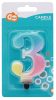 Number Pastel Ombre Colorful number 3 candle, birthday cake candle