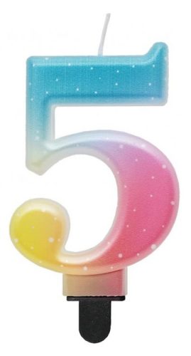 Number Pastel Ombre Colorful number 5 candle, birthday candle